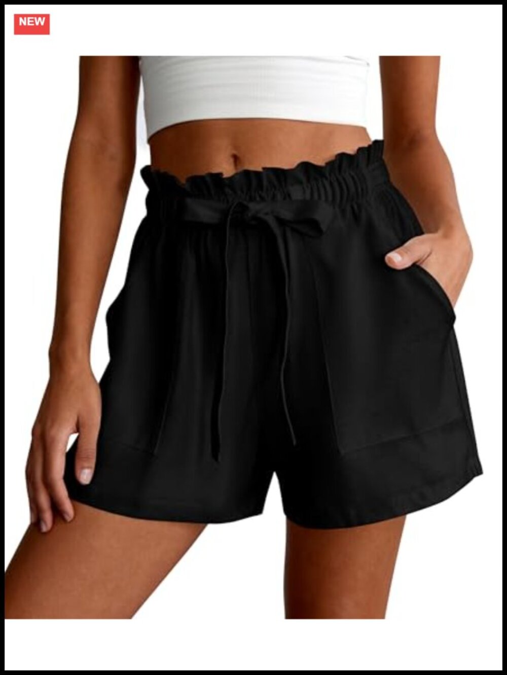 PRETTYGARDEN Ruffle Drawstring High Waist Casual Summer Shorts